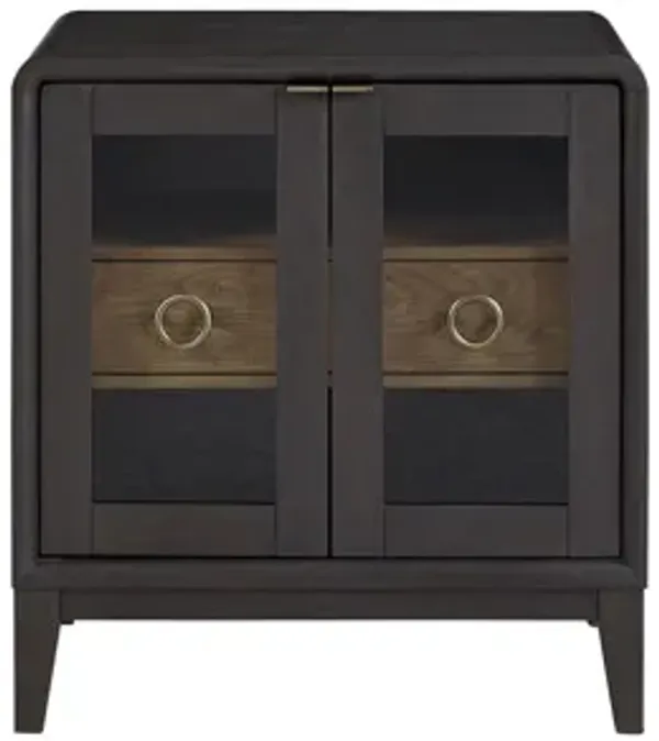 Glass Door Nightstand - Black