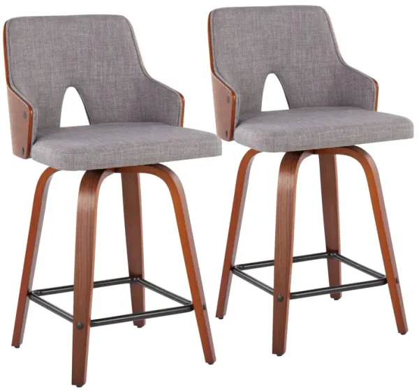 Stella - Mid Century Modern Fixed Height Counter Stool With Swivel (Set of 2)
