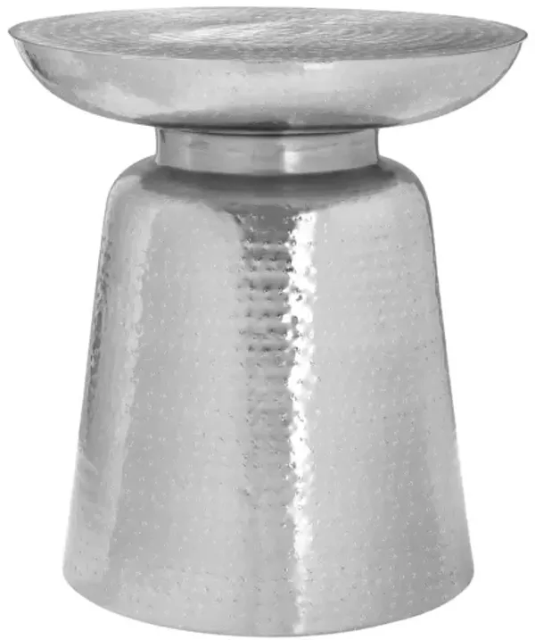 Drum Accent Side Table, Hammered Texture