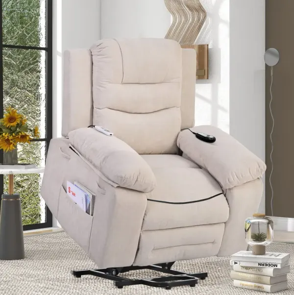 Massage Recliner Power Lift Chair For Elderly With Adjustable Massage And Heating Function, Recliner Chair With Infinite Position And Side Pocket For Living Room