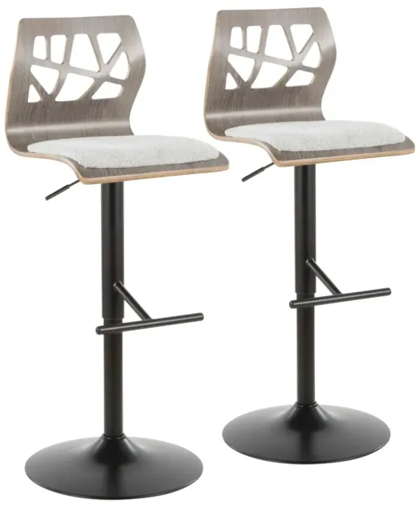 Folia - Mid Century Modern Adjustable Barstool With Swivel & Rounded T Footrest (Set of 2)