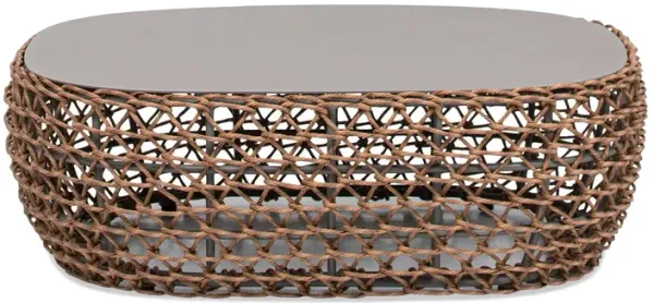 Willow - Oval Woven Patio Coffee Table, Wicker Frame