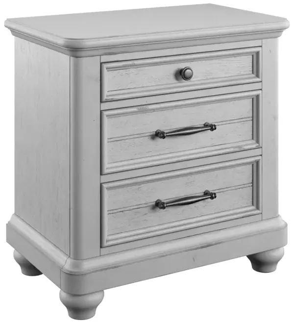 Mariano - 3 Drawer Nightstand With USB - Gray