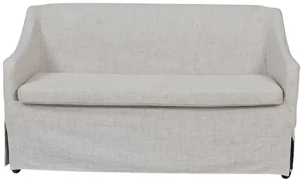 Slip Covered Settee With Casters - Beige