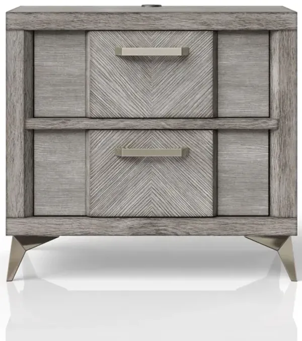 2 Drawer Night Bookmatched Veneers - Gray