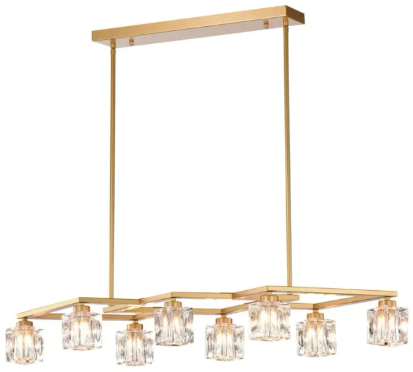 Crystal Chandelier For Dining Room, 8 Light Kitchen Chandelier Light Fixture Modern Metal Industrial Chandeliers For Farmhouse Entryway Living Room (8*G9 Bulbs Included) - Matte Gold