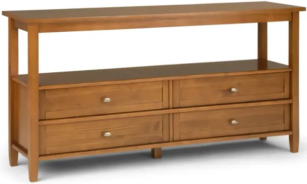 Warm Shaker - Wide Console Sofa Table - Light Golden Brown