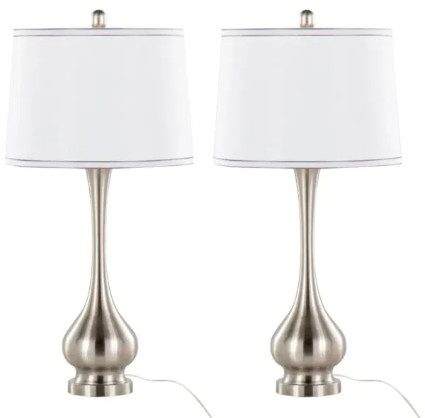 Cairo - Contemporary Table Lamp (Set of 2) - Nickel / White / Silver Trim