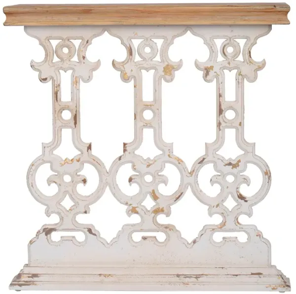 Classic Vintage Wash Console Table With Wood Top - Brown / Antique White