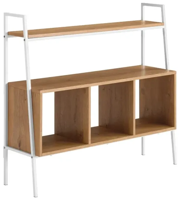 Modern Industrial 3 Cubby Storage Console - English Oak