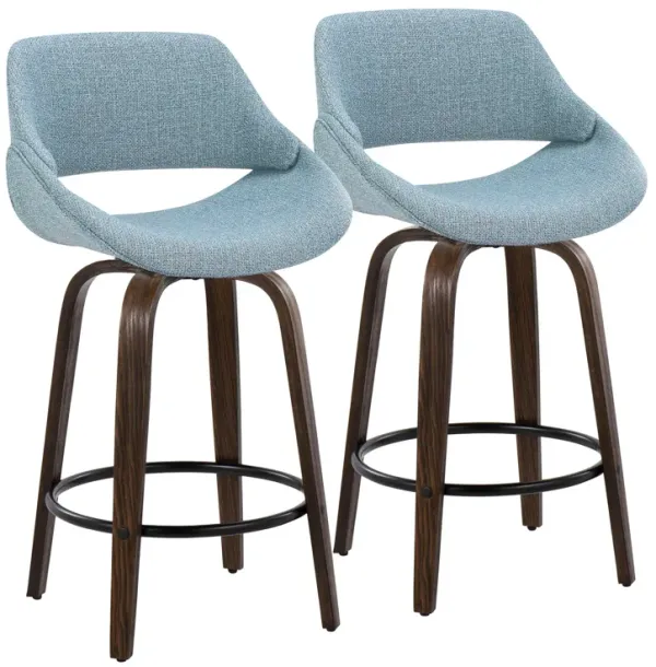 Fabrico - Mid Century Modern Fixed Height Counter Stool & Round Footrest (Set of 2)
