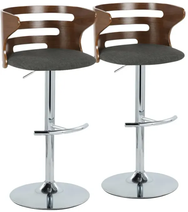 Cosi - Mid Century Modern Adjustable Barstool With Swivel & Rounded T Footrest (Set of 2)