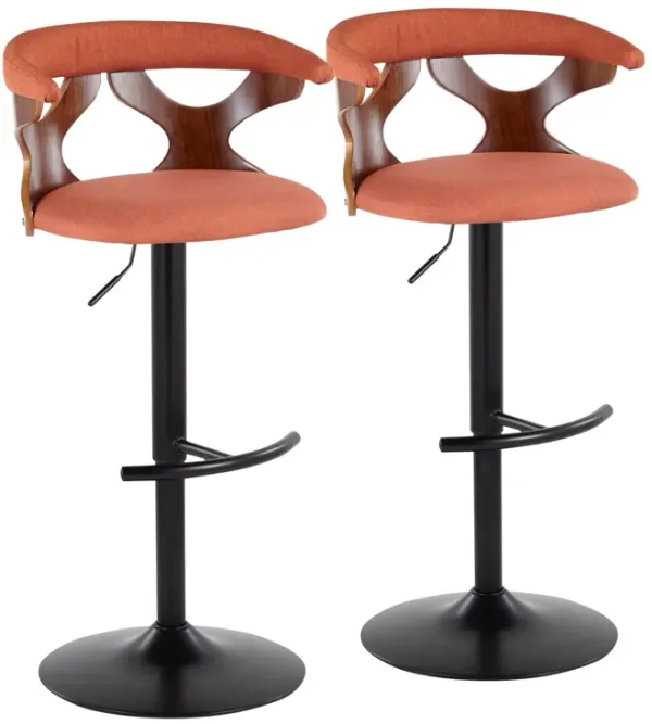 Gardenia - Contemporary Adjustable Barstool With Swivel With Rounded T Footrest (Set of 2)