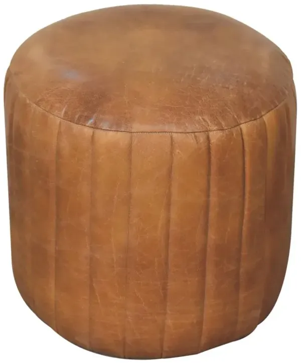 Buffalo - Leather Boucle Footstool - Brown