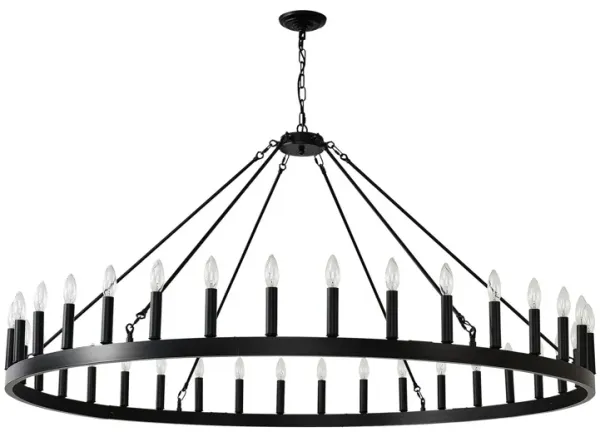 36 Light Extra Large Wagon Wheel Chandelier, Farmhouse Round Wheel Chandelier Light Fixtures Wagon Wheel Chandeliers For Porch High Ceilings Dining Room Living Room, Kitchen, Bedroom - Black