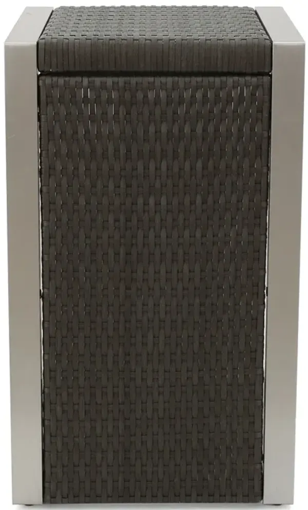 Cape - Coral Wicker C Shaped Table Modern DesignRattan And Aluminum Frame - Brown