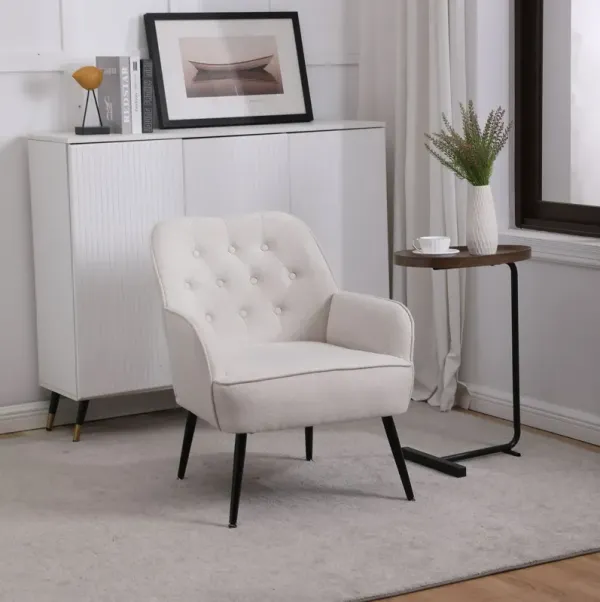 Modern Mid-Century Chair Linen Sherpa Armchair For Living Room