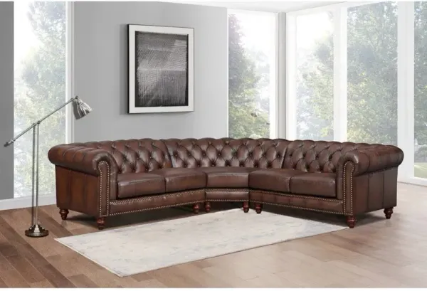 Alton Bay - Leather Symmetrical Sectional - Brown