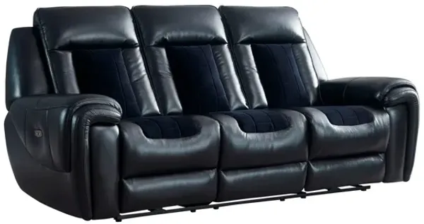 Clark - Blanche / Velvet Power Reclining Sofa With LED - Black