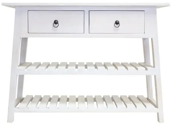 Mahogany Wood Console Table - Natural / White
