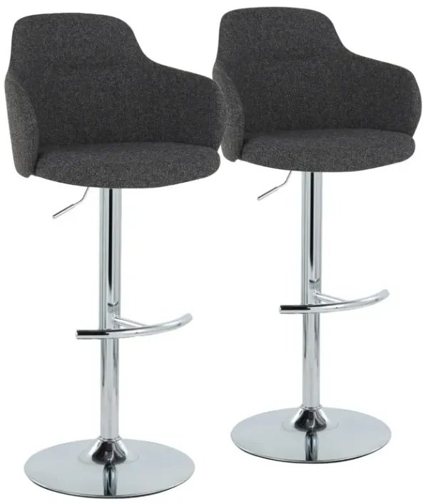 Boyne - Contemporary Adjustable Barstool With Swivel & Rounded T Footrest (Set of 2)