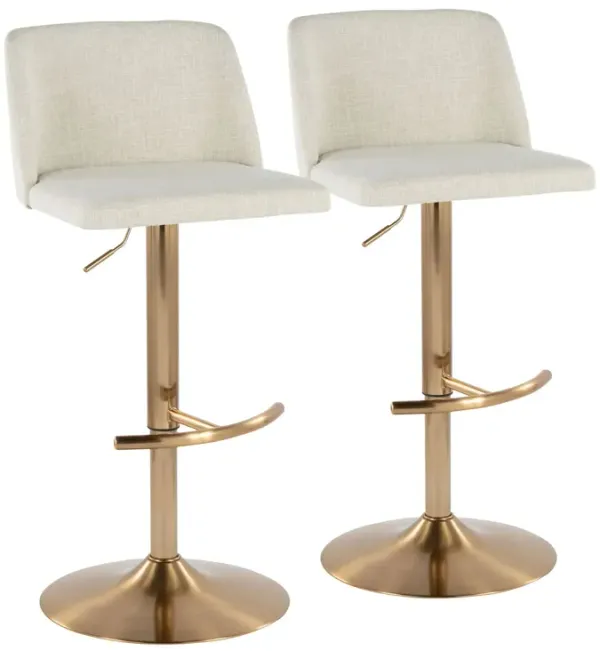 Toriano - Contemporary Adjustable Barstool Swivel With Rounded T Footrest (Set of 2)