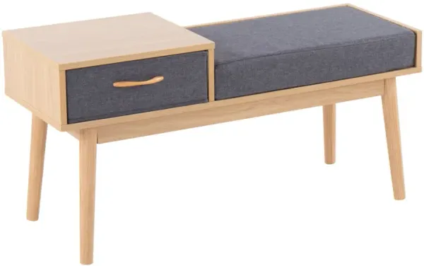 Telephone Contemporary Bench With Pull Out Drawer