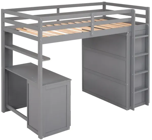 Loft Bed With Drawers, Desk, And Wardrobe