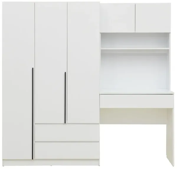 3 Door Storage Desk Wardrobe For Bedroom With Shelves And 3 Drawers