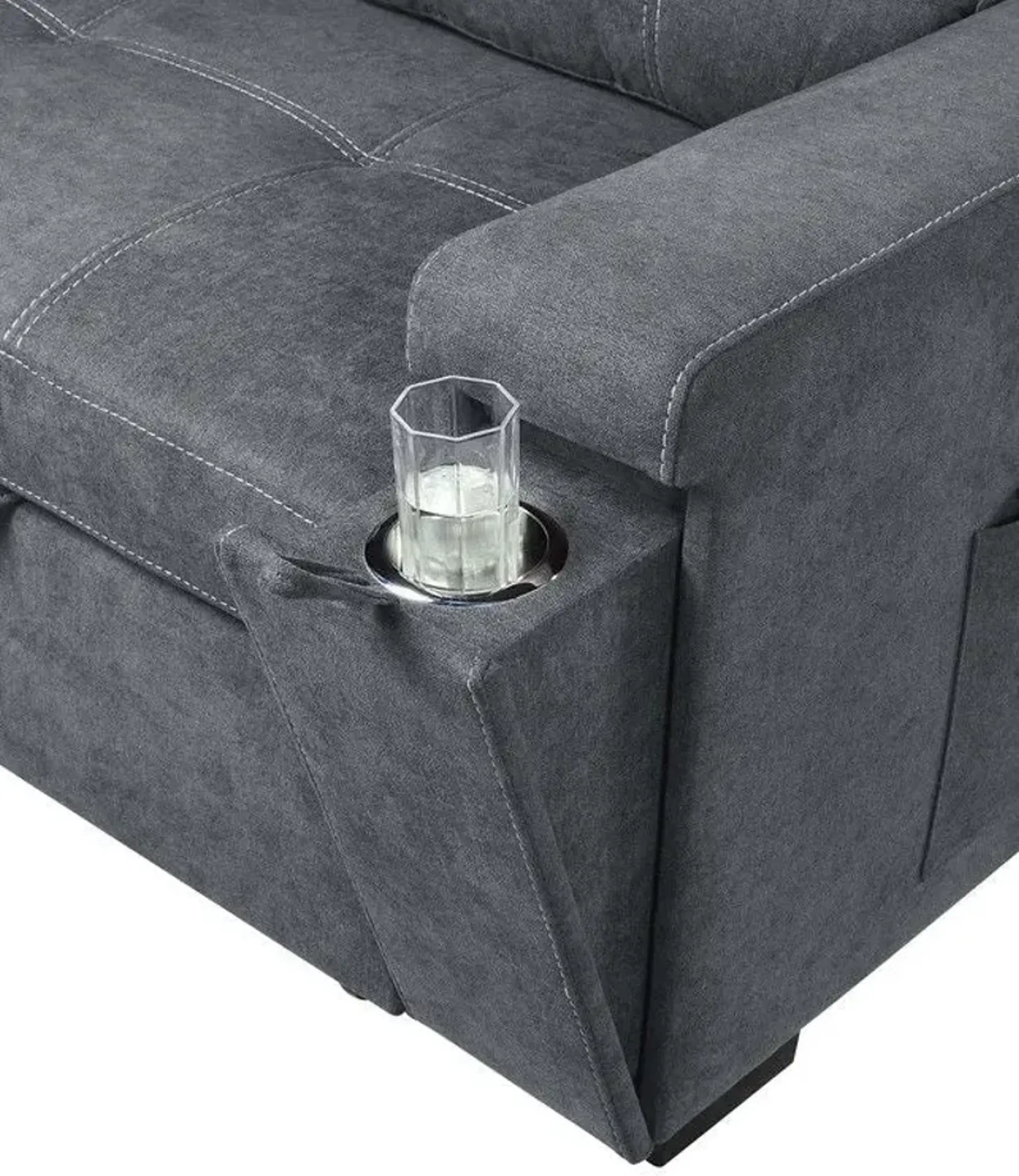 Toby Woven Fabric Reversible Sleeper Sectional Sofa With Storage Chaise ...