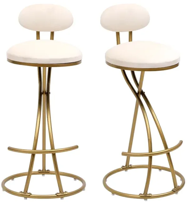 Bar Stools Upholstered Counter Height Barstools For Kitchen Island Modern PU Leather Dining Chairs With Footrest (Set of 2)
