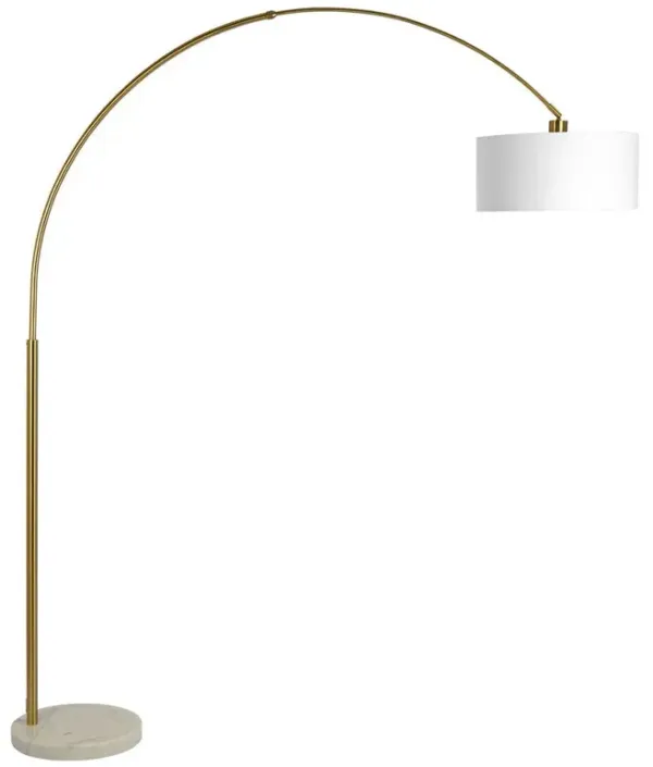 Ambient - Arch Gold Floor Lamp With Large Linen Shade - Gold / White