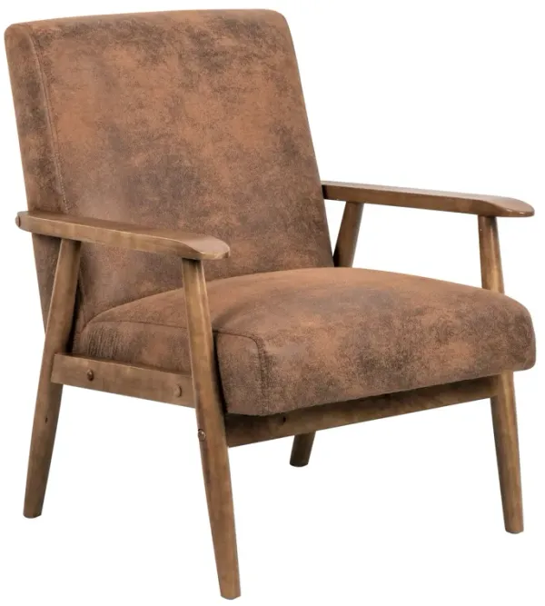 Wide Classic Mid-Century Modern Arm Chair - Light Brown