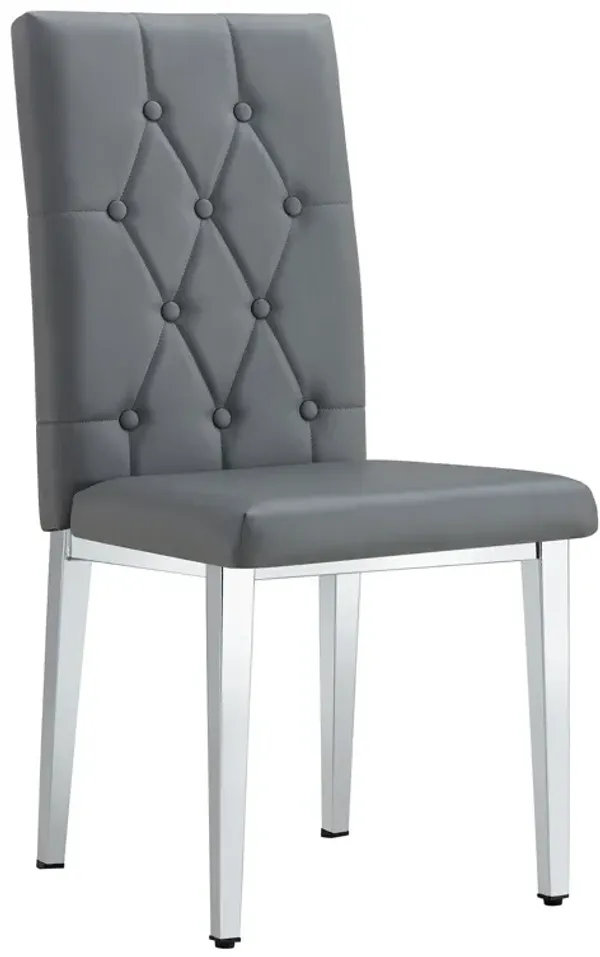Armless Dining Chairs, Grid And Buckle Design Of The Back (Set of 4) - Gray