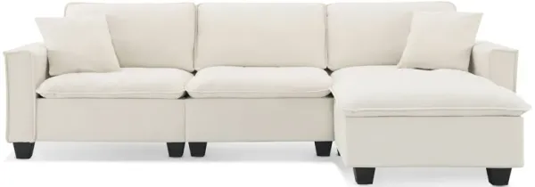 Modern Convertible Sectional L Shaped Reversible Couch Set With Free Pillows 4 Seat Suede Sleeper Sofa With Ottoman