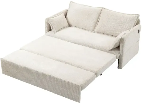 Pull Out Sofa Bed, Corduroy Convertible Sleeper Sofa Couch, Side Storage, And USB / C - Type Charging Ports Chair
