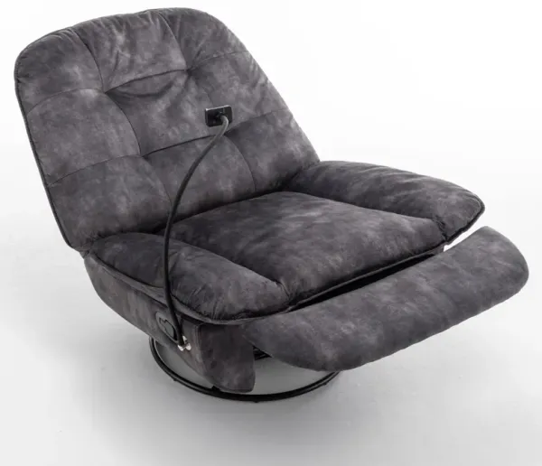 Modern Swivel Gliding Recliner Chair With Rocking Function And Phone Holder, Large Comfortable