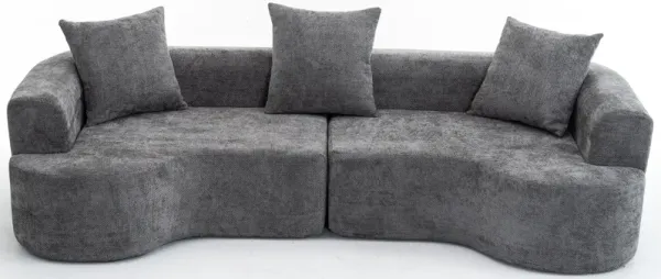 Modern Style Ultra Smooth Curved Sofa With 3 Pillows