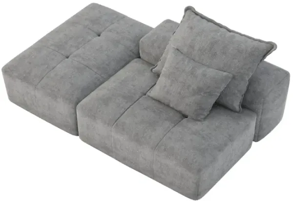 Modern Oversized Modular Sectional Sofa, Sparkling Chenille Fabric Soft Cushions With 2 Pillows