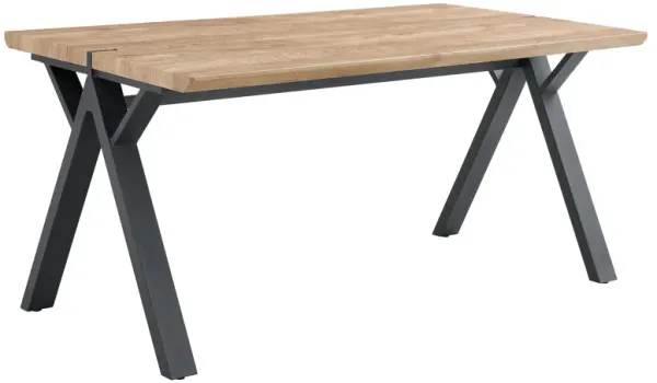 Wood Textured Dining Table With A Frame Legs.Density Board Sticker Pipe Spraying, Suitable For Various Occasions Such As Living Rooms - Black