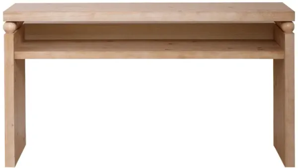 Modern Rustic Console Table, Wood Entryway Table With Shelf & Decorative Bead Detail - Natural