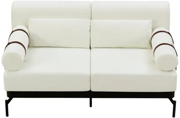 Modern Loveseat Sofa 2 Seater With USB Ports, Cylindrical Armrests