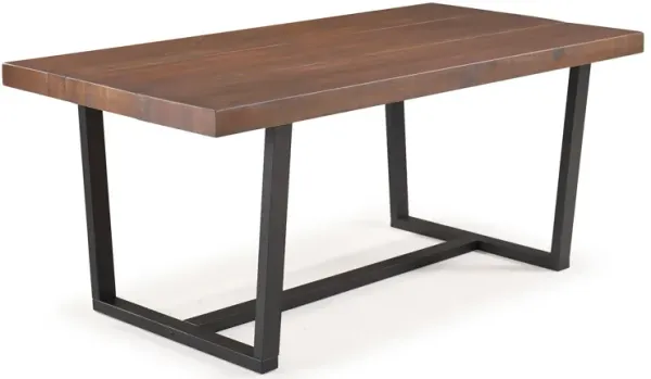 Modern Distressed Solid Wood And Metal Open Frame Dining Table