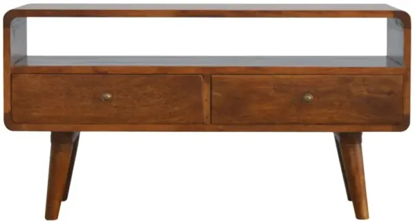 Solid Wood Curved Media Unit