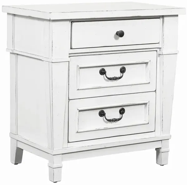Coastal 3 Drawer Nightstand - White