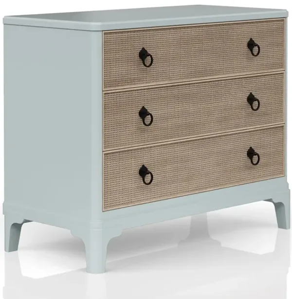 Ocean - 3 Drawers Hall Chest With Cane Fronts - Light Blue
