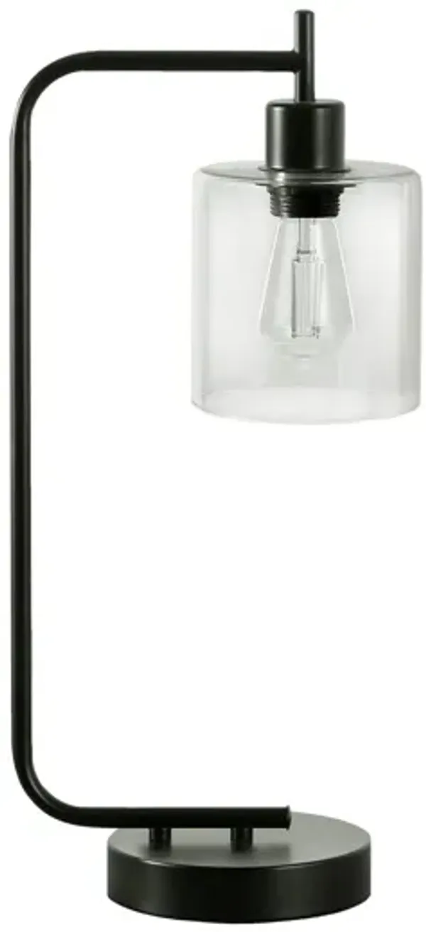 Lighting, Table Lamp, USB Port Included, Glass Shade, Modern - Black