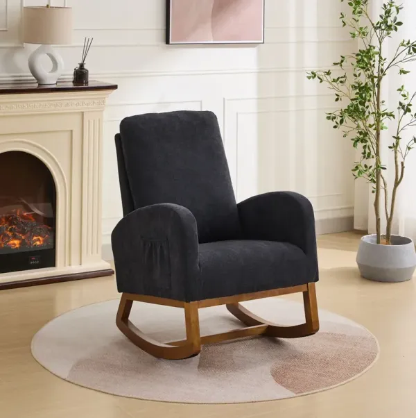 Rocking Glider Chair With High Back And Side Pocket