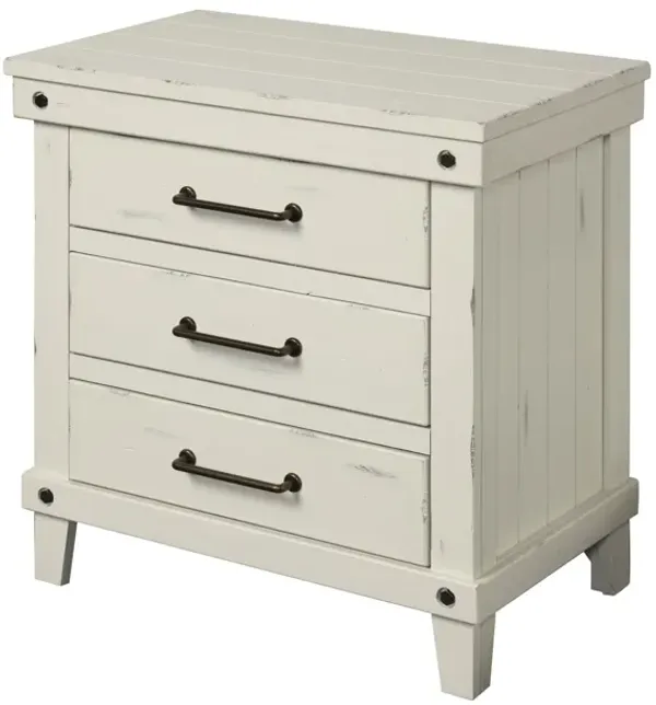 3 Drawer Elegant Nightstand - White
