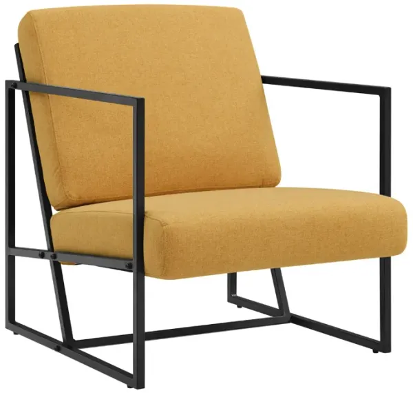 Modern Upholstered Chair With Metal Frame - Mustard